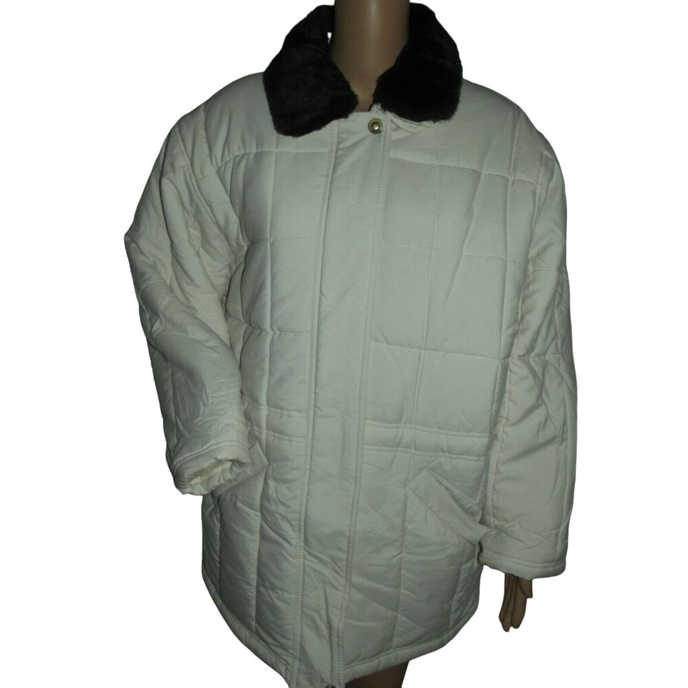 Out Brook Puffer Coat Womens Size Medium Off-White Quilted fur-collar jacket